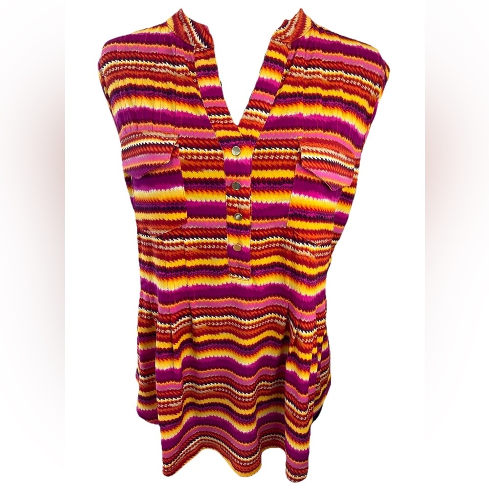Cocomo petites ladies‎ colorful sleeveless pullover top size medium poly Stretch